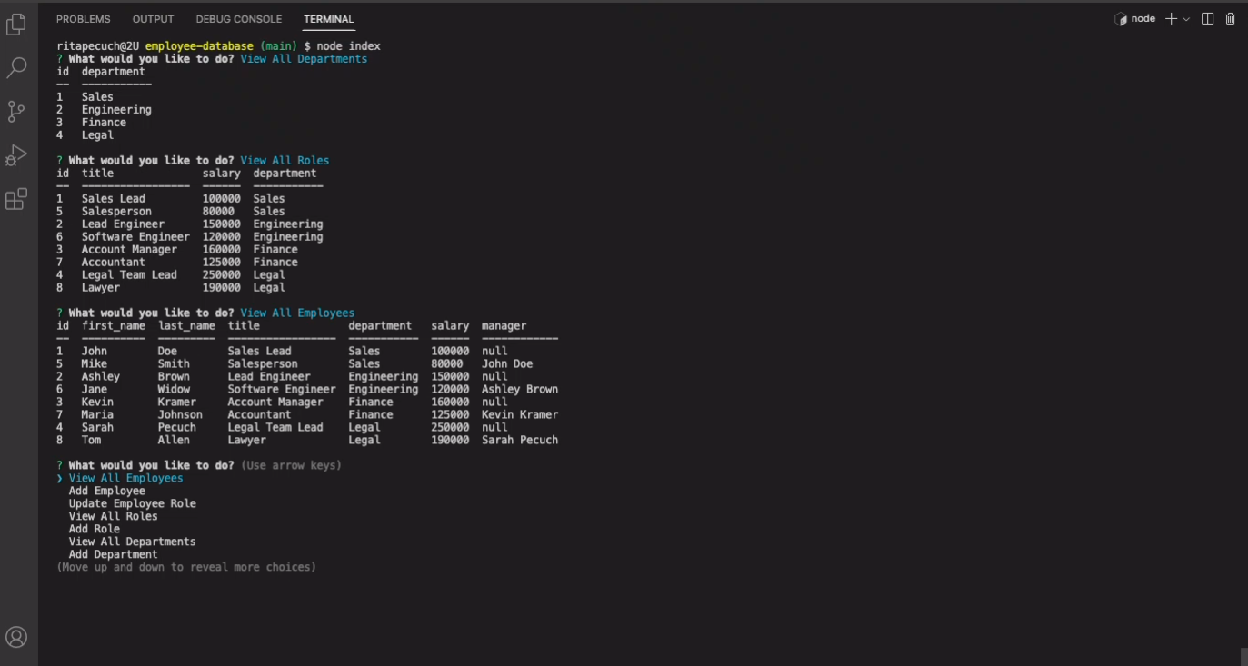employee database application