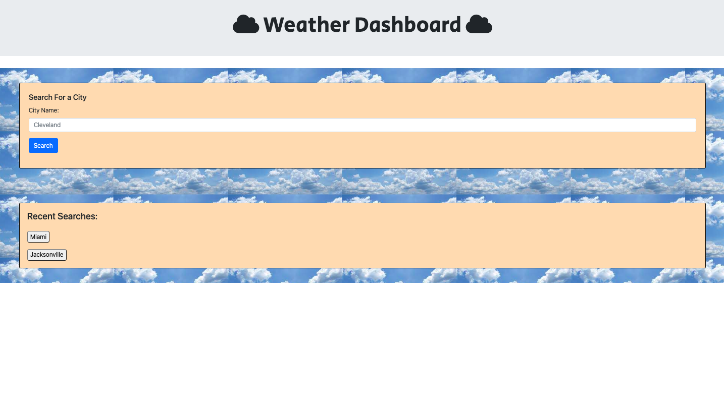 weather dashboard application