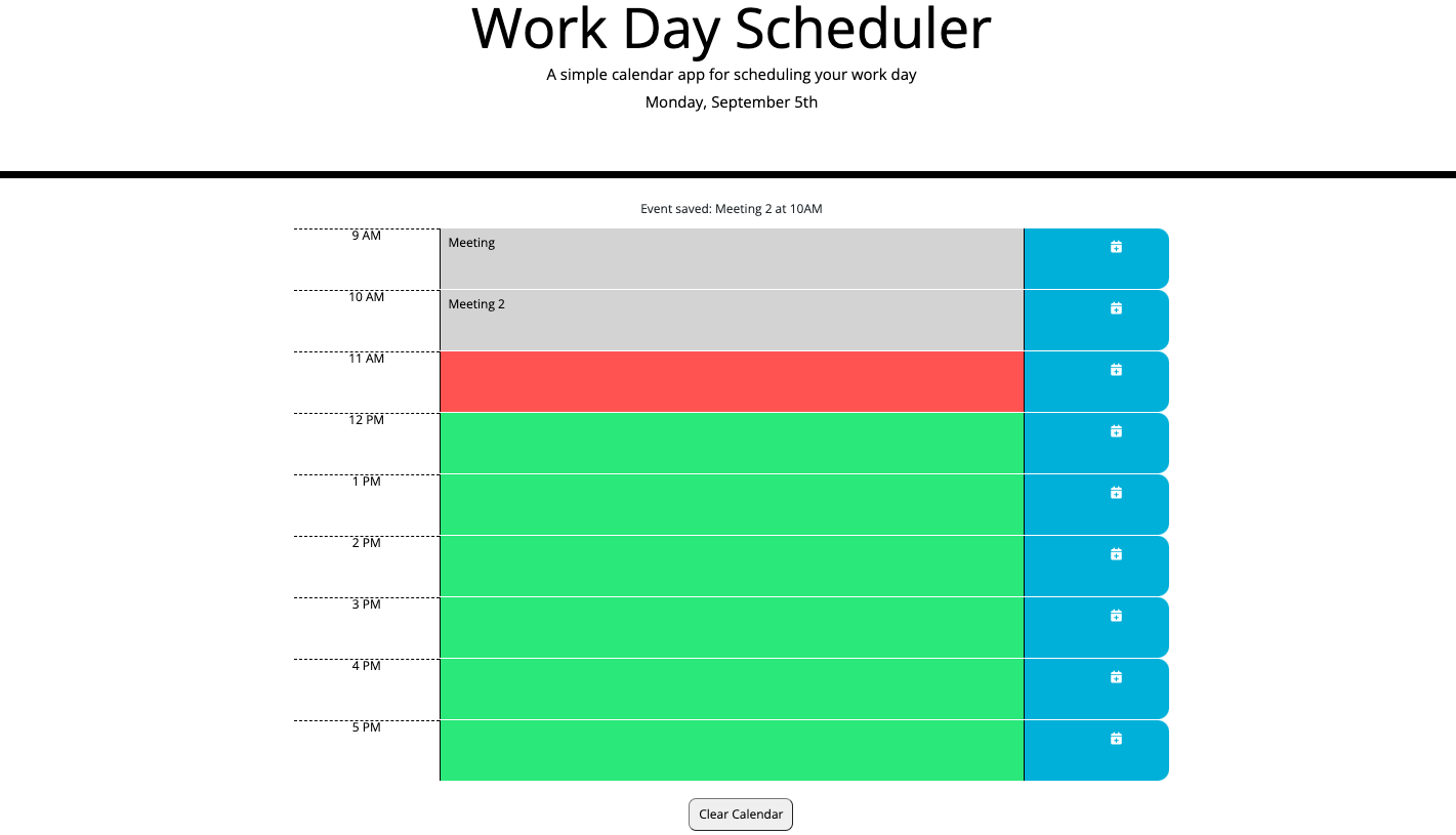 work day scheduler application